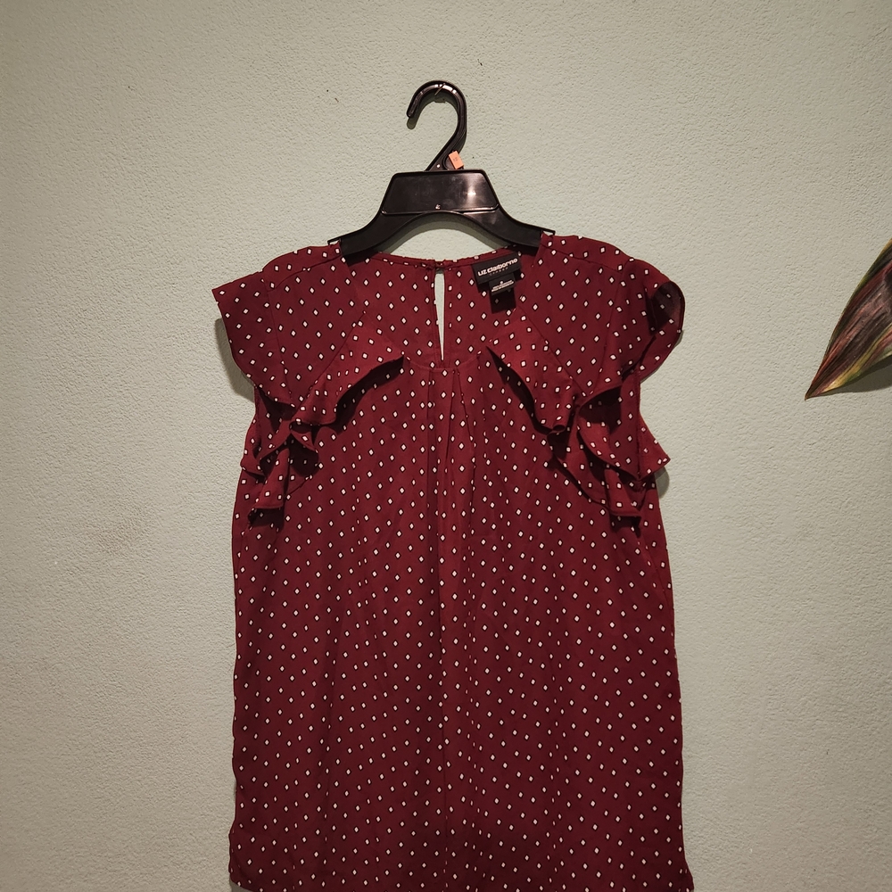 Liz Claiborne Red Flutter Sleeve Blouse